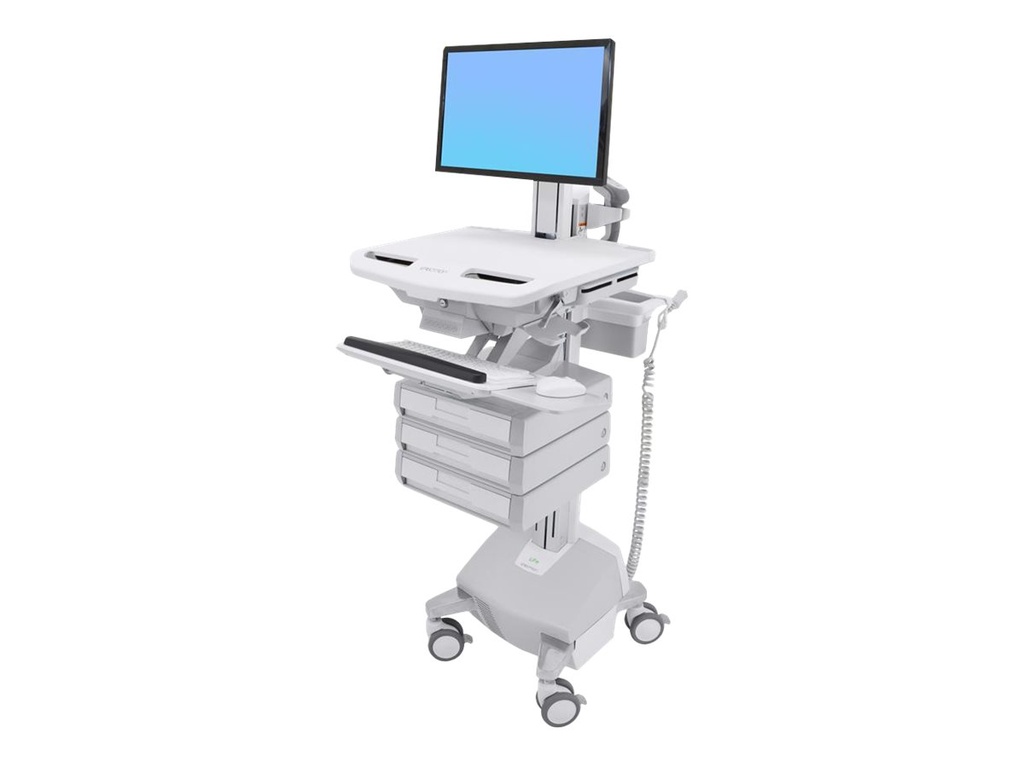 [SV44-1332-2] Ergotron Cart with LCD Pivot, LiFe Powered, 3 Drawers - Wagen - für LCD-Display / PC-Ausrüstung - verriegelbar - medizinisch - Aluminium, verzinker Stahl, hochwertiger Kunststoff - Bildschirmgröße: bis zu 61 cm (bis zu 24 Zoll)