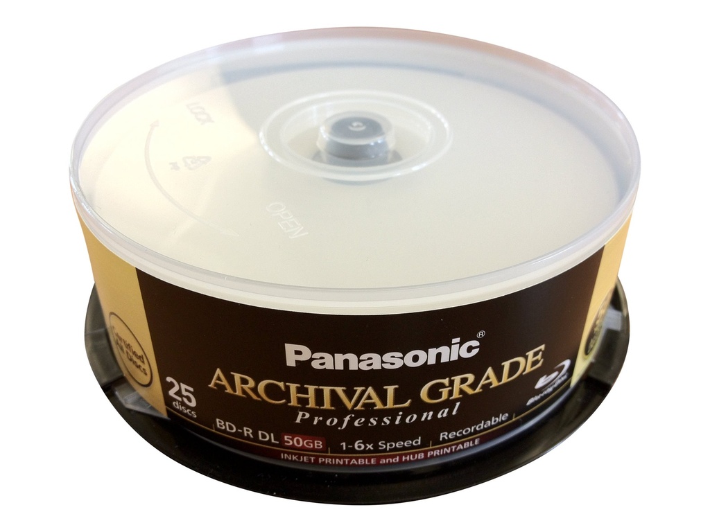 Epson Panasonic ARCHIVAL GRADE Professional - 25 x BD-R - 50 GB 6x - mit Tintenstrahldrucker bedruckbare Oberfläche, Bedruckbarer Innenring - Spindel (Packung mit 4)