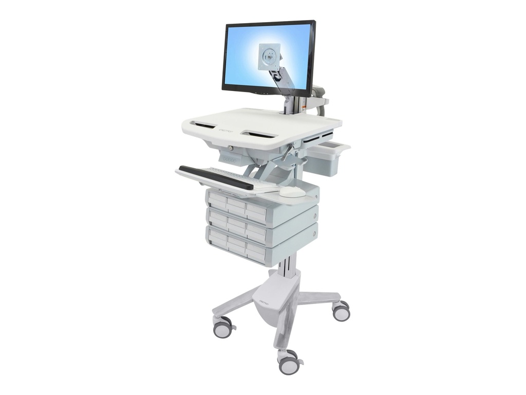 Ergotron Wagen - offene Architektur - für LCD-Display / PC-Ausrüstung - medizinisch - Aluminium, verzinker Stahl, hochwertiger Kunststoff - Grau, weiß, Polished Aluminum - Bildschirmgröße: bis zu 61 cm (bis zu 24 Zoll)
