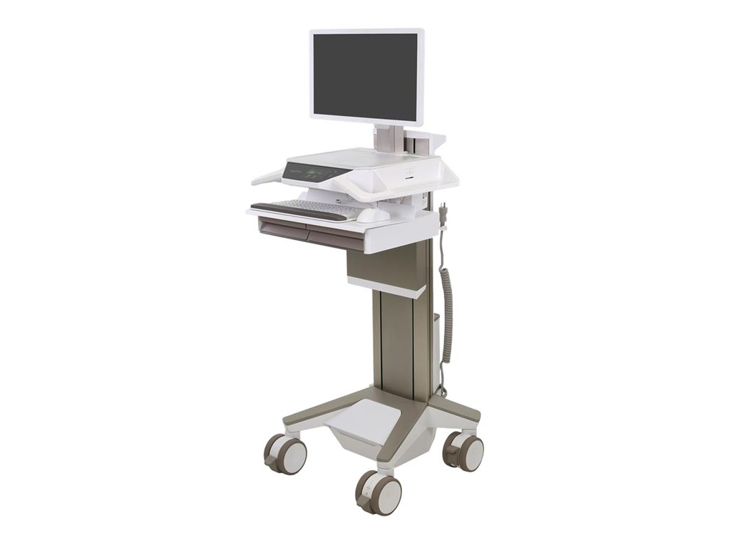 Ergotron CareFit Pro - Wagen - Electric Lift - für LCD-Display / PC-Ausrüstung - verriegelbar - medizinisch - weiß, Warm Gray - Bildschirmgröße: bis zu 68,6 cm (bis zu 27 Zoll)