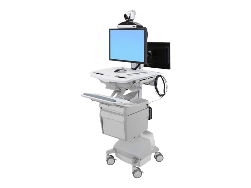 Ergotron Wagen (nur Laden) - offene Architektur - für LCD-Display / PC-Ausrüstung - verriegelbar - medizinisch - Kunststoff, Aluminium, verzinker Stahl - Grau, weiß, Polished Aluminum - Bildschirmgröße: bis zu 61 cm (bis zu 24 Zoll)