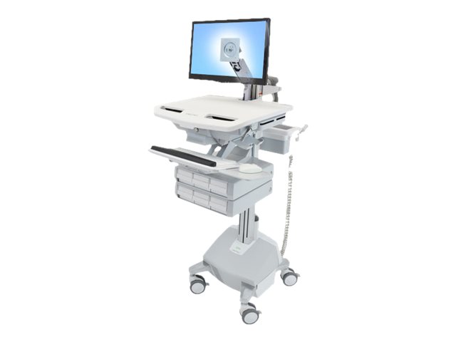 Ergotron Cart with LCD Arm, LiFe Powered, 6 Drawers - Wagen - offene Architektur - für LCD-Display / PC-Ausrüstung - verriegelbar - medizinisch - Aluminium, verzinker Stahl, hochwertiger Kunststoff - Bildschirmgröße: bis zu 61 cm (bis zu 24 Zoll)