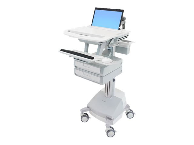 Ergotron Laptop Cart, SLA Powered, 2 Drawers - Wagen - offene Architektur - für Notebook / PC-Ausrüstung - verriegelbar - medizinisch - Aluminium, verzinker Stahl, hochwertiger Kunststoff - Bildschirmgröße: bis zu 43,9 cm (bis zu 17,3")