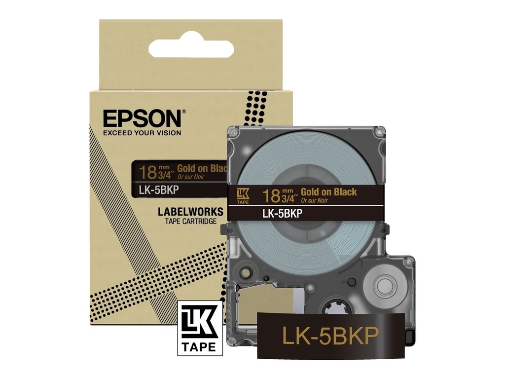 Epson LabelWorks LK-5BKP - Metallisch - gold auf schwarz - Rolle (1,8 cm x 9 m)