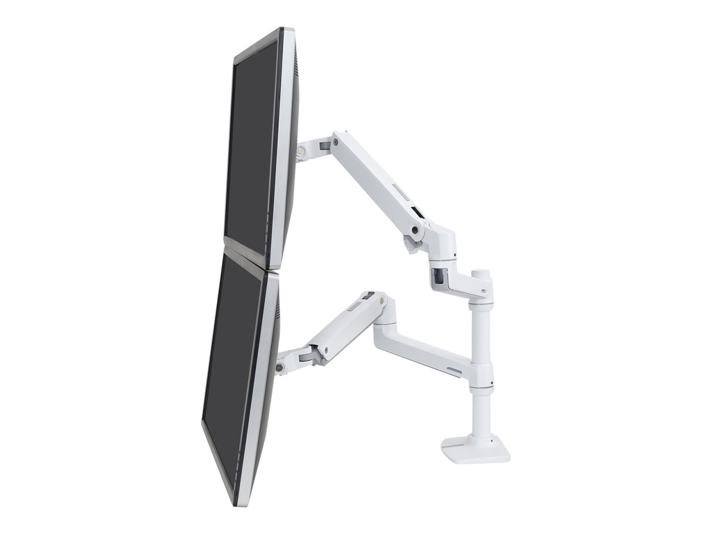 Ergotron LX - Befestigungskit (Spannbefestigung für Tisch, Stange, 2 Gelenkarme, 2 Erweiterungsklammern) - für 2 LCD-Displays - Aluminium, Stahl - weiß - Bildschirmgröße: bis zu 61 cm (bis zu 24 Zoll)