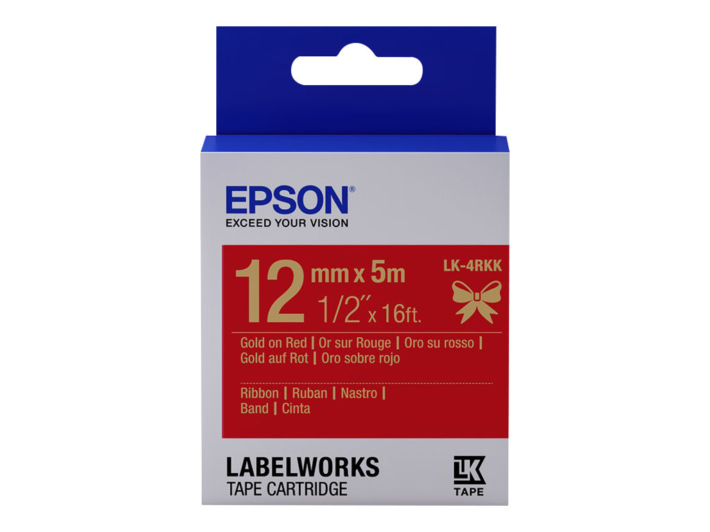 Epson LabelWorks LK-4RKK - Seidig - Gold auf Rot - Rolle (1,2 cm x 5 m)