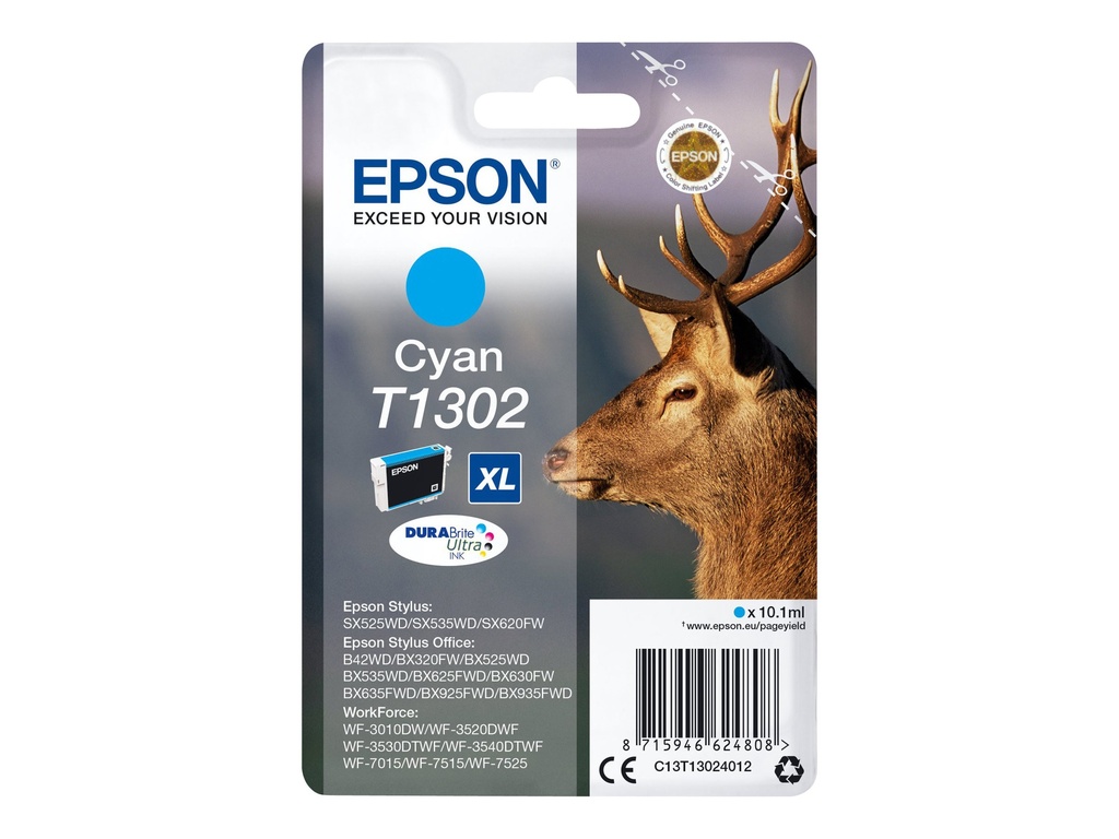 Epson T1302 - 10.1 ml - Cyan - original - Hängepack - Tintenpatrone (Alternative zu: Epson T1302)