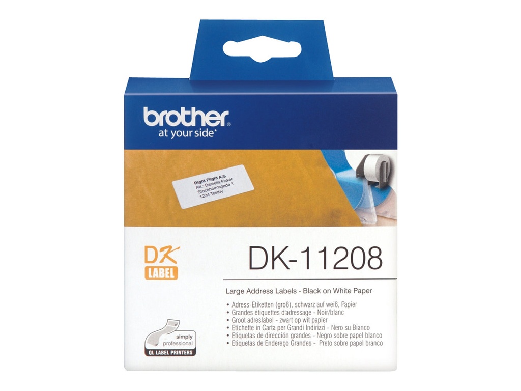 Brother DK-11208 - Schwarz auf Weiß - 400 Adressetiketten