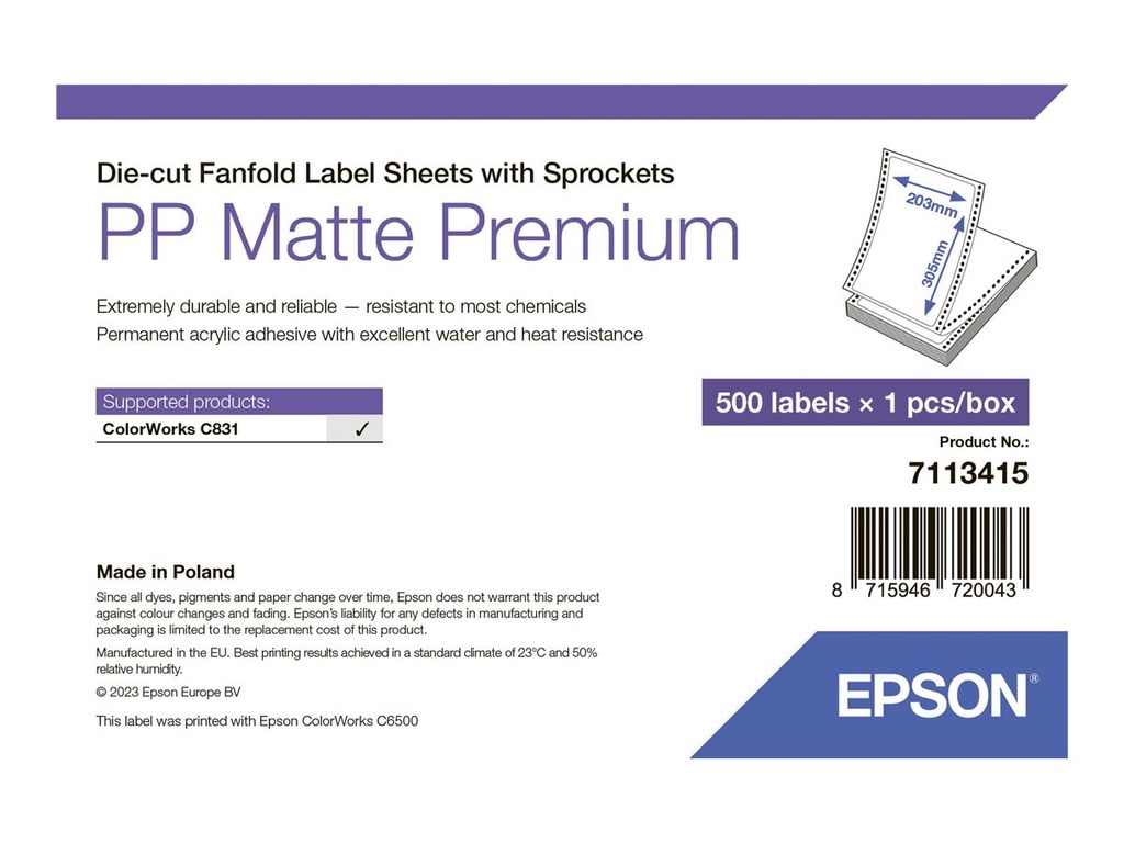 Epson Premium - Polypropylen (PP) - matt - permanenter