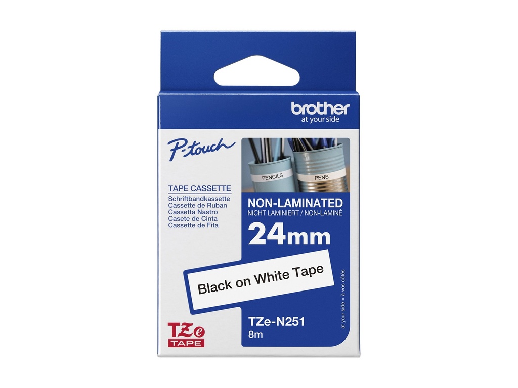 Brother TZe-N251 - Schwarz auf Weiß - Rolle (2,4 cm x 8 m)