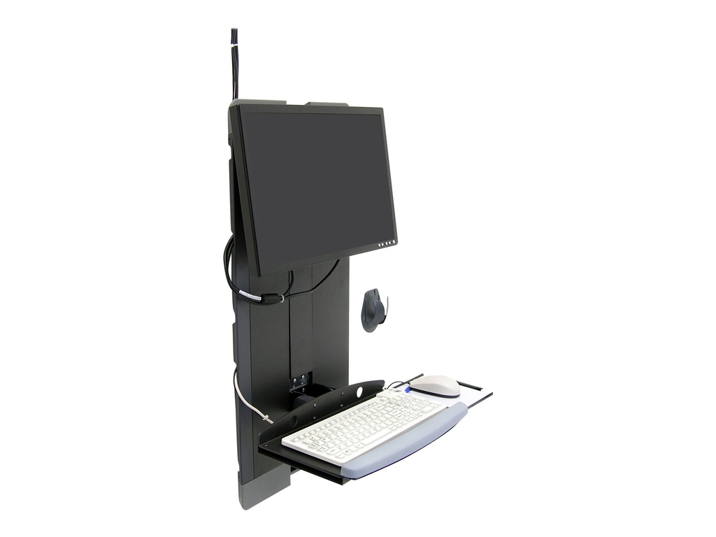 Ergotron Befestigungskit (Handgelenkkissen, Maushalterung, vertikale Verstellschiene, klappbare Tastaturablage, Mauspad) - schmal - für LCD-Display / PC-Ausrüstung - für stark frequentierte Bereiche - Stahl - Schwarz - Bildschirmgröße: bis zu 61 cm (bis zu 24 Zoll)