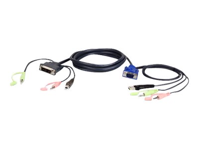 ATEN 2L-7DX3U - Tastatur- / Video- / Maus- / Audio-Kabel - USB, HD-15 (VGA)