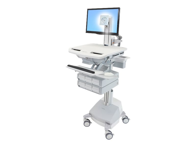 Ergotron Wagen - für LCD-Display / PC-Ausrüstung - medizinisch - Aluminium, verzinker Stahl, hochwertiger Kunststoff - Grau, weiß, Polished Aluminum - Bildschirmgröße: bis zu 61 cm (bis zu 24 Zoll)