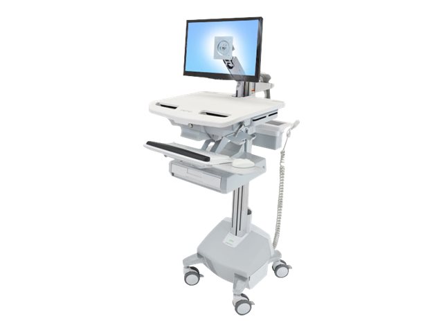 Ergotron Wagen (nur Laden) - offene Architektur - für LCD-Display / PC-Ausrüstung - medizinisch - Aluminium, verzinker Stahl, hochwertiger Kunststoff - Grau, weiß, Polished Aluminum - Bildschirmgröße: bis zu 61 cm (bis zu 24 Zoll)
