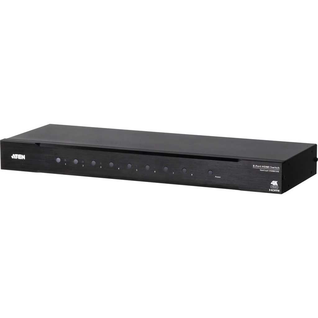 ATEN 8-Port True 4K HDMI Switch - HDMI - Metall - Schwarz - 60 Hz - 3 m - 1920 x 1080 (HD 1080) - 3840 x 2160 - 4096 x 2160