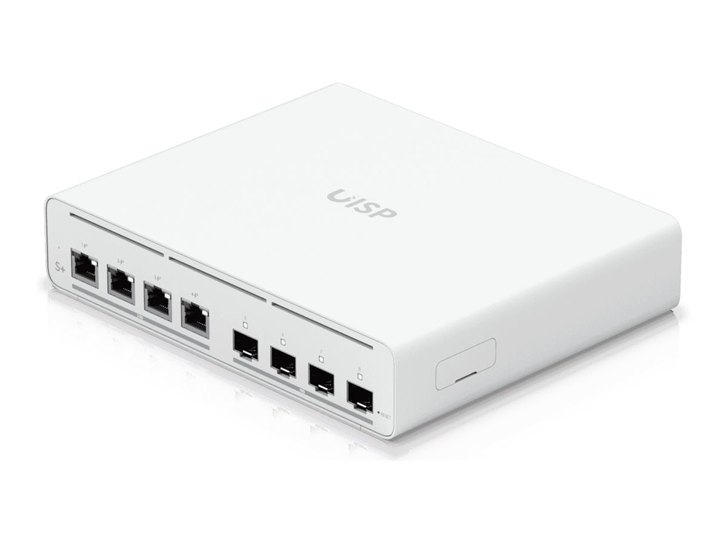 Ubiquiti UniFi UISP Plus - Switch - managed - 4 x 2.5GBase-T + 4 x 10Gb Ethernet SFP+ - Desktop, an Rack montierbar, wandmontierbar - Passives PoE (160 W)