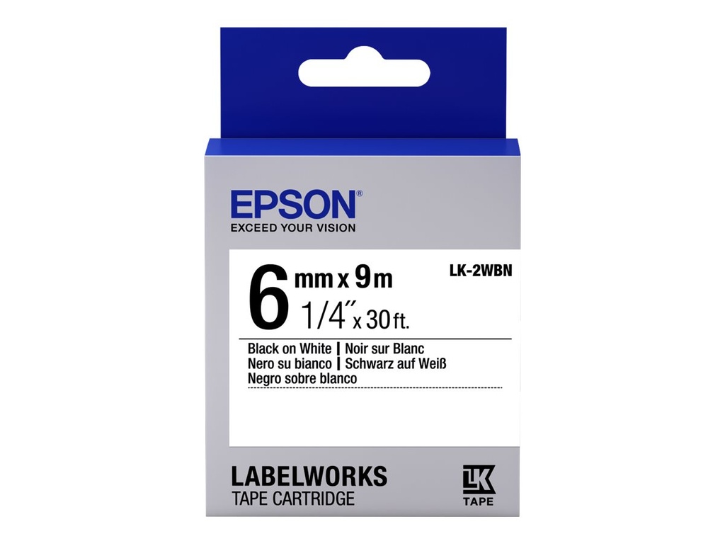 [C53S652003] Epson LabelWorks LK-2WBN - Schwarz auf Weiß - Rolle (0,6 cm x 9 m)