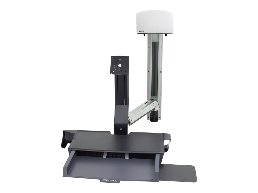Ergotron Befestigungskit (CPU-Halter, 2 Schienenabdeckungen, 2 Kabelkanäle, Wandschienenhalterung, Maus-Shelf, Handgelenkkissen, VESA-Adapter, Tastatur-Tablett, einstellbarer Monitorarm, Wandschiene 34", Ablage für Barcode-Scanner und Maus) - für LCD-Display / PC-Ausrüstung - Aluminium, hochwertiger Kunststoff - Polished Aluminum - Bildschirmgröße: bis zu 61 cm (bis zu 24 Zoll)
