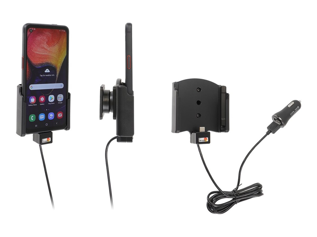 Brodit Kfz-Ladeschale - aktiv, mit USB-Kabel und Zigarettenanzünder-Adapter + Kfz-Netzteil - 18 Watt - 3 A - QC 3.0 - 2 Ausgabeanschlussstellen (USB, USB Typ A)