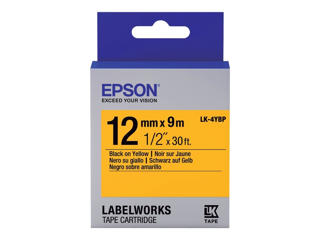 [C53S654008] Epson LK-4YBP - Schwarz auf Gelb - Rolle (1,2 cm x 9 m)