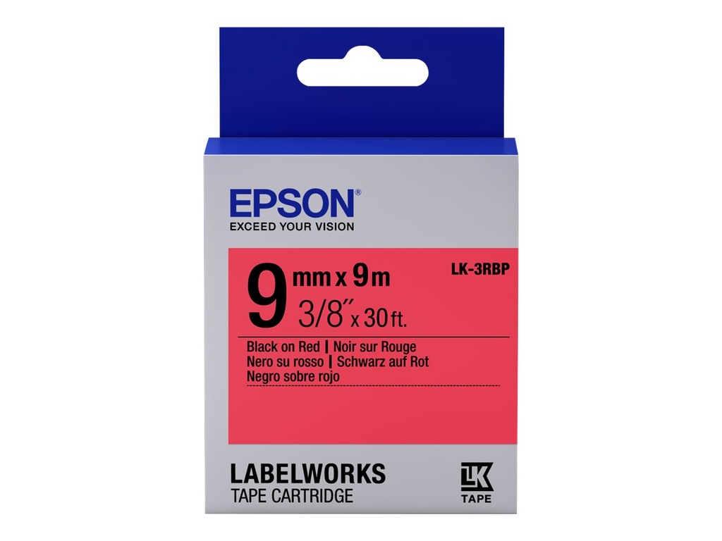 [C53S653001] Epson LabelWorks LK-3RBP - Schwarz auf rot - Rolle (0,9 cm x 9 m)