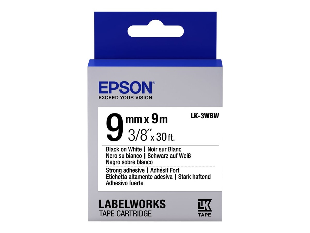 [C53S653007] Epson LabelWorks LK-3WBW - Schwarz auf Weiß - Rolle (0,9 cm x 9 m)