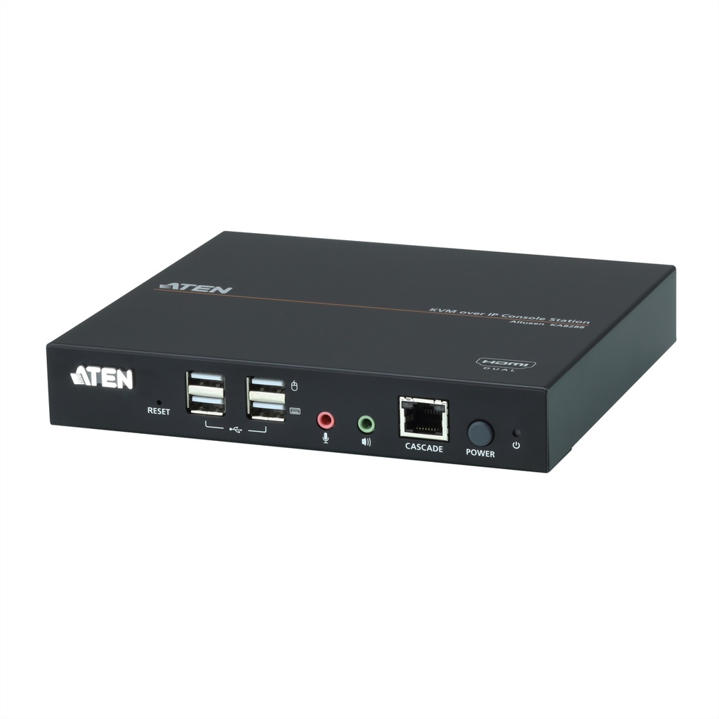 ATEN Dual HDMI KVM over IP Konsolenstation - 1920 x 1200 Pixel - Ethernet/LAN - Full HD+ - Rack-Einbau - 6,53 W - Schwarz