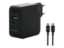 Mobilis Netzteil - schnell, GaN - 100 Watt - QC, PD/PPS - 3 Ausgabeanschlussstellen (USB, 2 x USB-C)