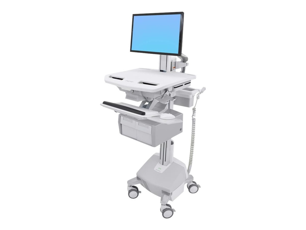 Ergotron Cart with LCD Pivot, LiFe Powered, 2 Tall Drawers - Wagen - offene Architektur - für LCD-Display / PC-Ausrüstung - verriegelbar - medizinisch - Aluminium, verzinker Stahl, hochwertiger Kunststoff - Bildschirmgröße: bis zu 55,9 cm (bis zu 22 Zoll)
