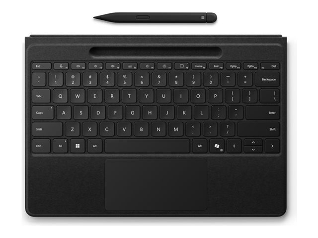 Microsoft Surface Pro Flex Keyboard - Tastatur - mit Touchpad, Beschleunigungsmesser, Surface Slim Pen 2 Ablage- und Ladeschale - hinterleuchtet - kabellos - Bluetooth LE - QWERTY - Englisch - Schwarz - mit Slim Pen - für Microsoft Surface Pro 8, Pro 8 for Business, Pro 9, Pro 9 for Business, Pro 10 for Business, Pro (11th Edition)