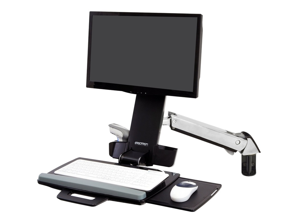 Ergotron Befestigungskit (Handgelenkkissen, Schienenmontage Halterungsset, höhenverstellbare Halterung, Tastaturablage mit linker/rechter Mausablage, Ablage für Barcode-Scanner und Maus, Combo Schwenkarm) - für LCD-Display / PC-Ausrüstung - Polished Aluminum - Bildschirmgröße: bis zu 61 cm (bis zu 24 Zoll)