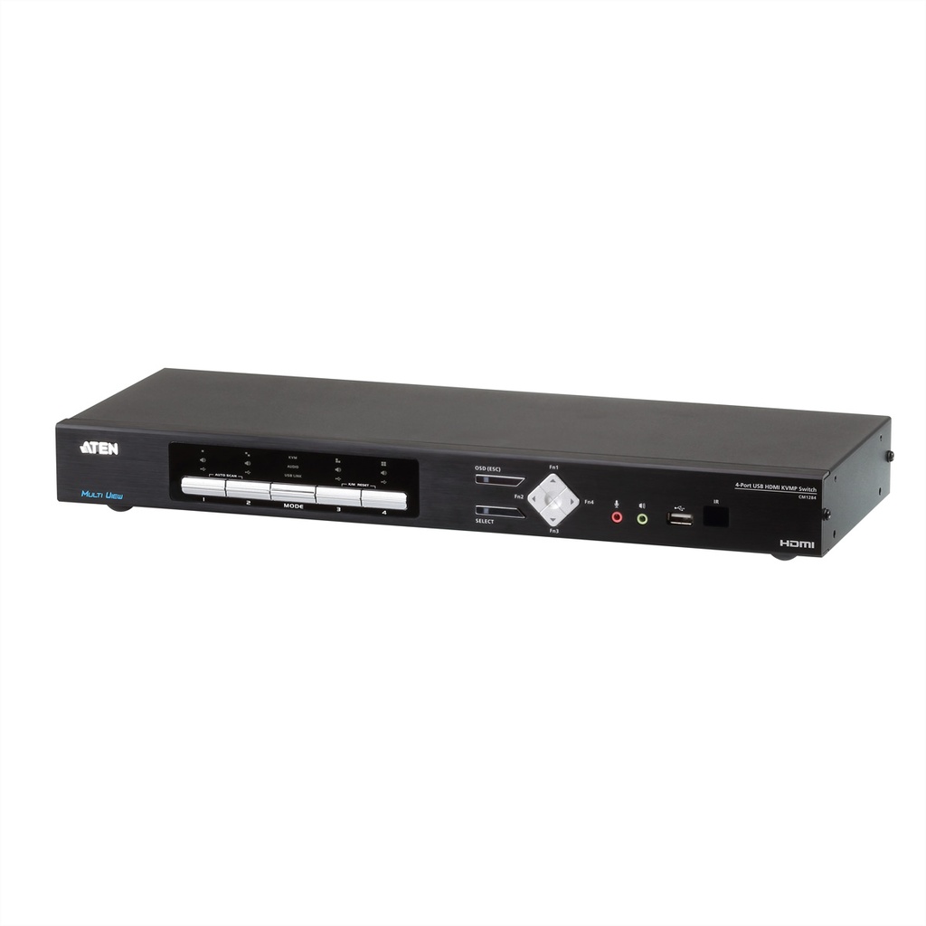 ATEN 4-Port USB 4K HDMI Multi-View KVMP™ Switch - 4096 x 2160 Pixel - Ethernet/LAN - 4K Ultra HD - Rack-Einbau - 16 W - 1U