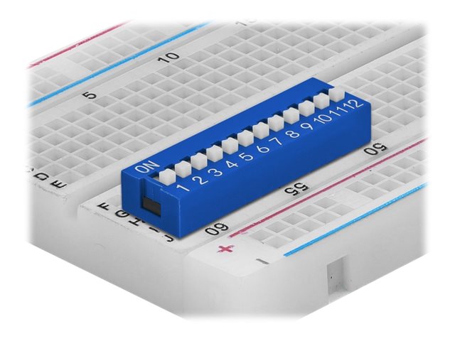 Delock DIP sliding switch 12-digit 2.54 mm pitch THT vertical - DIP-Schalter - Blau (Packung mit 10)