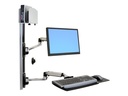 Ergotron LX Wall Mount System - Befestigungskit (Wandarm, Maushalterung, 2 Schienenabdeckungen, Tastaturarm, 2 Kabelkanäle, Handgelenkkissen, Wandschiene 10", Wandschiene 34", CPU Abstandhalter, Montagesystem mit CPU-Halterung und Armen, medium CPU holder)