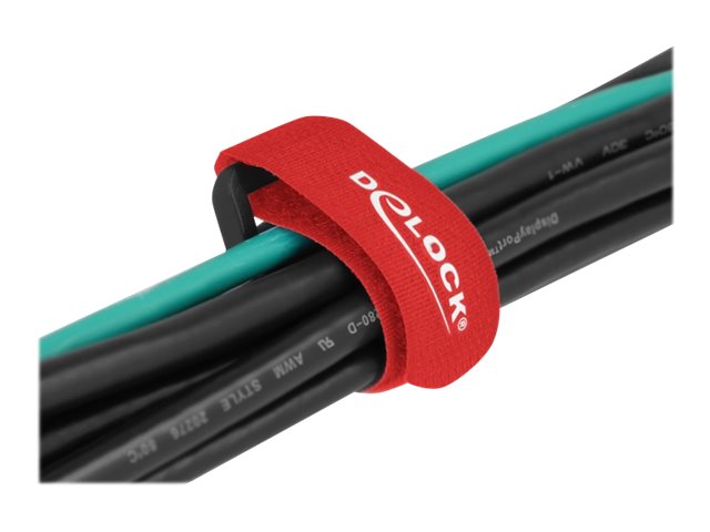 Delock Klettverschluss-Cinchkabelbinder - 28 cm - Rot (Packung mit 3)