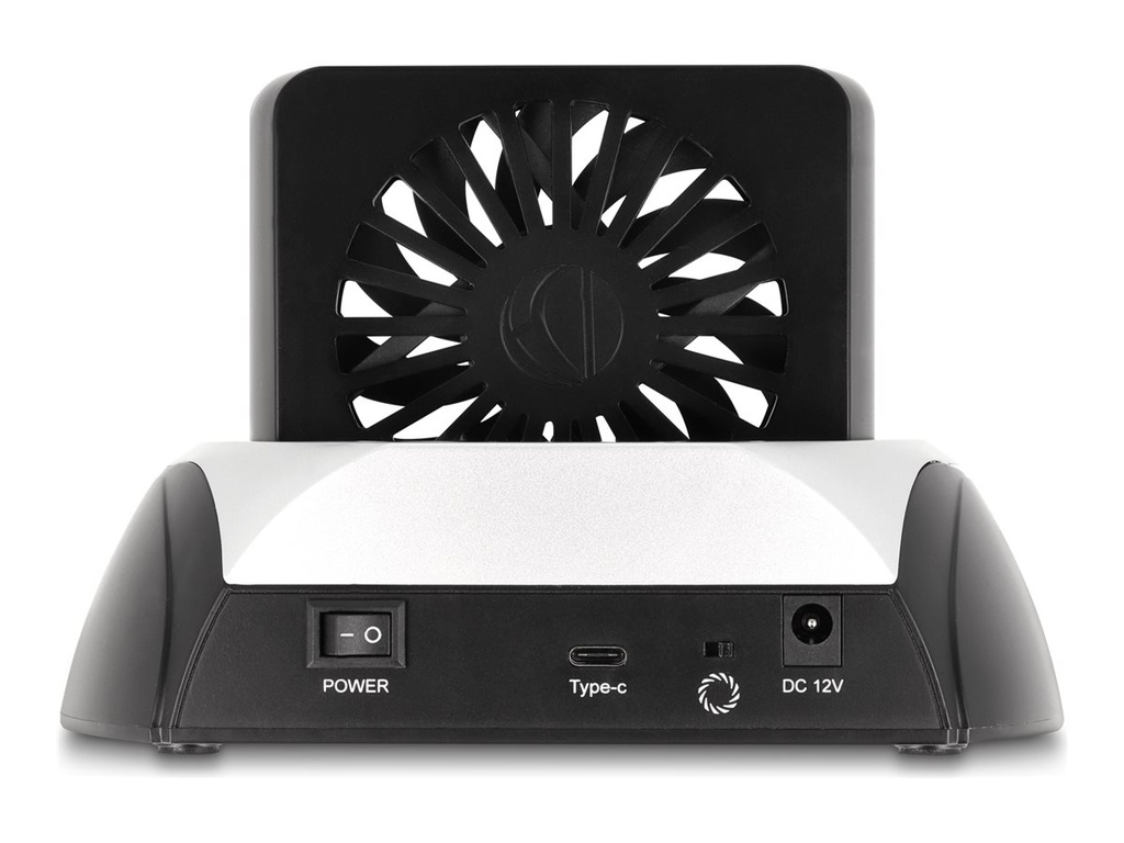 Delock HDD / SSD Dockingstation - 10 Gbps, mit Lüfter mit 8 cm Kühllüfter Schächte: 1 - 2,5" / 3,5" gemeinsam genutzt, M.2 (6,4 cm/8,9 cm gemeinsam genutzt)