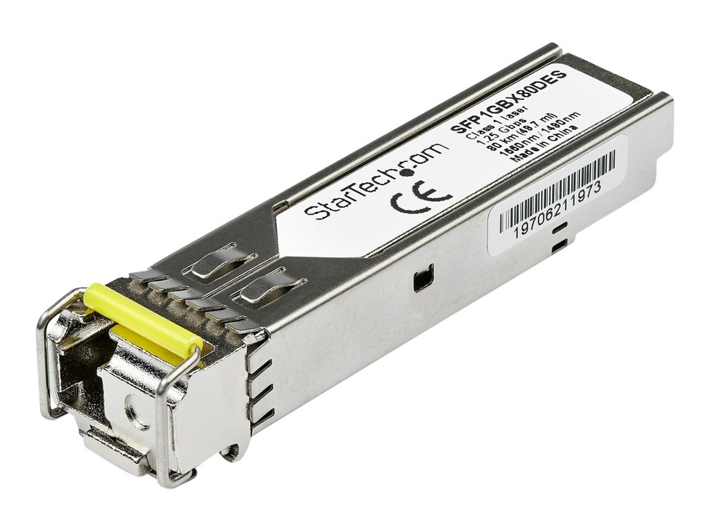 StarTech.com SFP1GBX80DES Transceiver Modul (Dell EMC SFP-1G-BX80-D kompatibel, SFP, 1 Gbit/s, 80 km, Single Mode, Mini-GBIC)