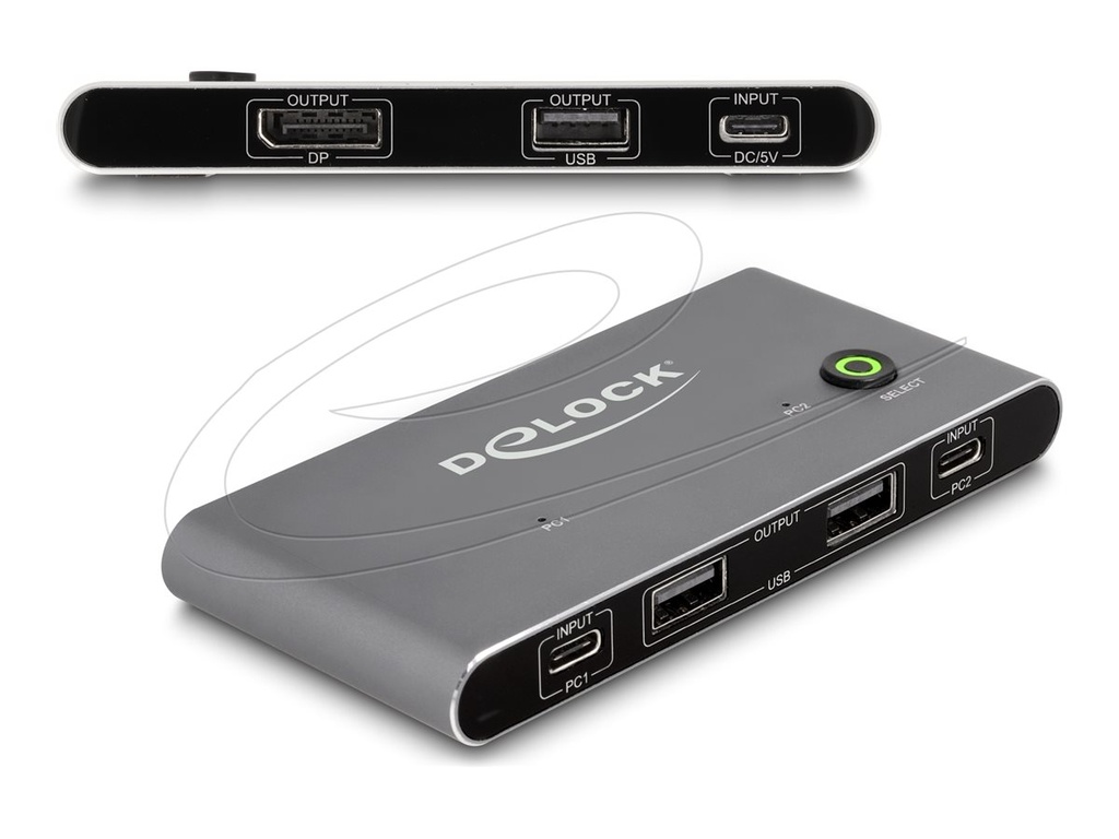 Delock KVM-/USB-Switch - 8K 30 Hz, DisplayPort, with USB 2.0