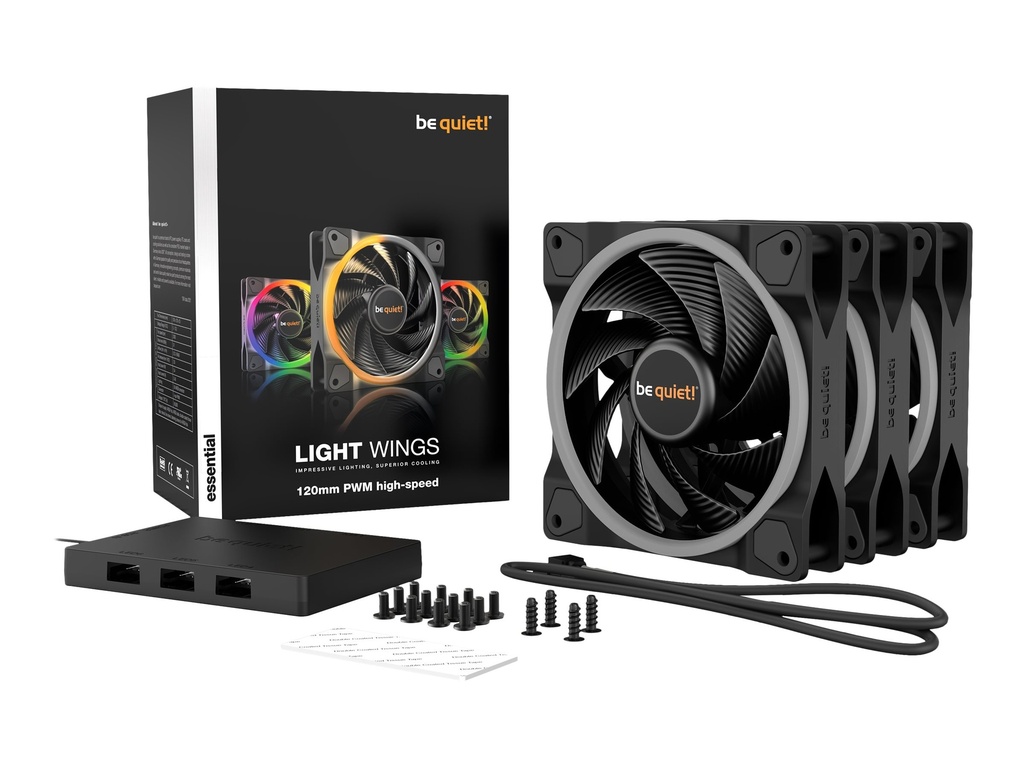 [BL077] Be Quiet! Light Wings - Gehäuselüfter - 120 mm - Schwarz (Packung mit 3)