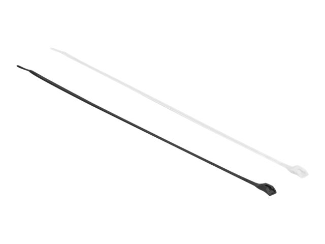 Delock Kabelbinder - mit flachem Kopf - 15 cm - Schwarz, durchsichtig (Packung mit 100)