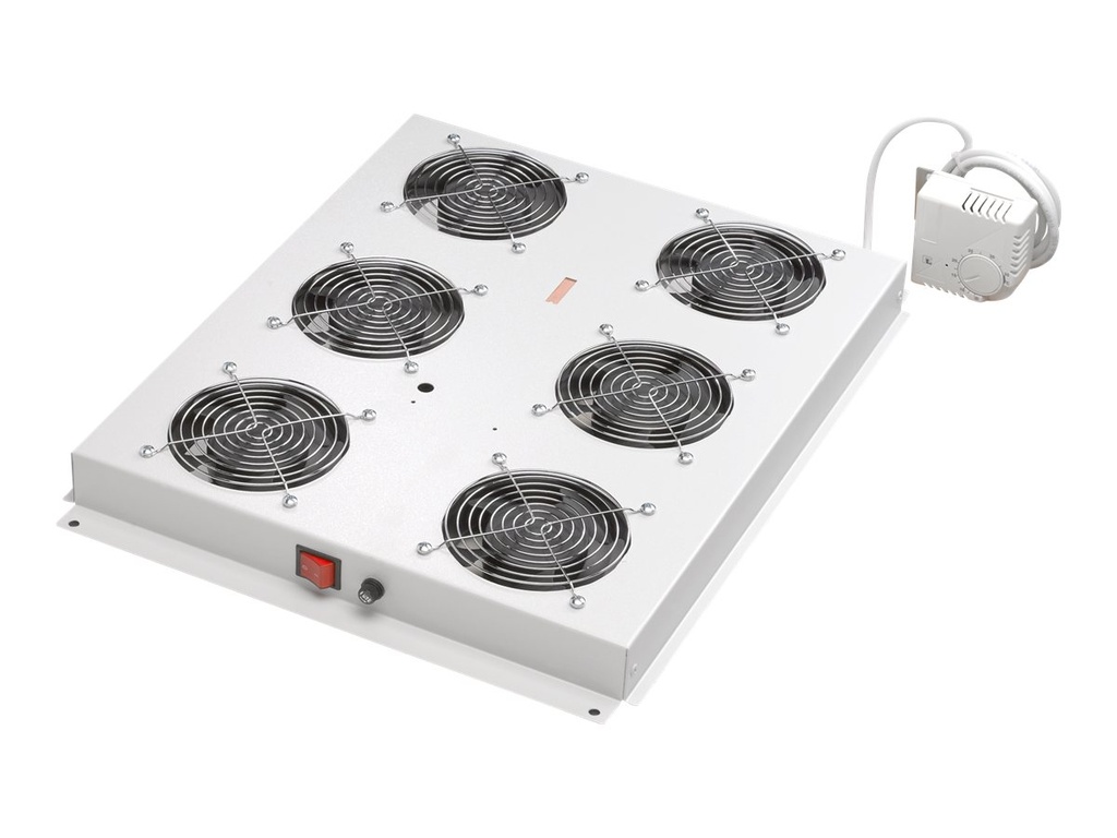 DIGITUS DN-19 FAN-6-SRV - Rack-Dach mit 2 Lüftern - mit 6 Ventilatoren, Thermostat - Hellgrau, RAL 7035 - 48.3 cm (19")