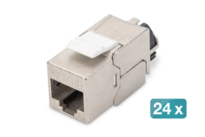 DIGITUS CAT 6A Keystone Modul, geschirmt mit intelligentem Kabelmanager, Set (24 Stück)