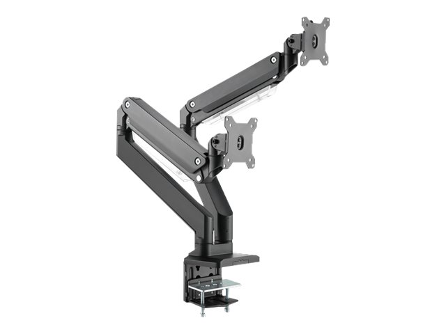 [DA-90427] DIGITUS Befestigungskit (Spannbefestigung für Tisch, 2 VESA-Befestigungshalterungen, 2 Schwenkarme) - für 2 LCD-Bildschirme / gekrümmter LCD-Bildschirm - Gasdruckfeder - Kunststoff, Aluminium, Stahl - mattschwarz - Bildschirmgröße: 38.1-88.9 cm (15"-35")