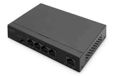 DIGITUS 4+1-Port Gigabit PoE Netzwerkswitch, Desktop, unmanaged, 1 Uplink Port RJ45, 60 W, af/at