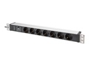 DIGITUS Stromverteilungseinheit (Rack - einbaufähig) - mit Aluminiumprofil, Überspannungsschutz - Wechselstrom 230 V - 3600 VA - 1-phasig - Eingabe, Eingang power CEE 7/7 - Ausgangsanschlüsse: 7 (power CEE 7/3)