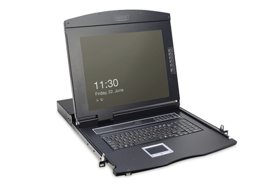DIGITUS 17" LCD KVM-Konsole, 1-Anschluss VGA, UK-Tastatur