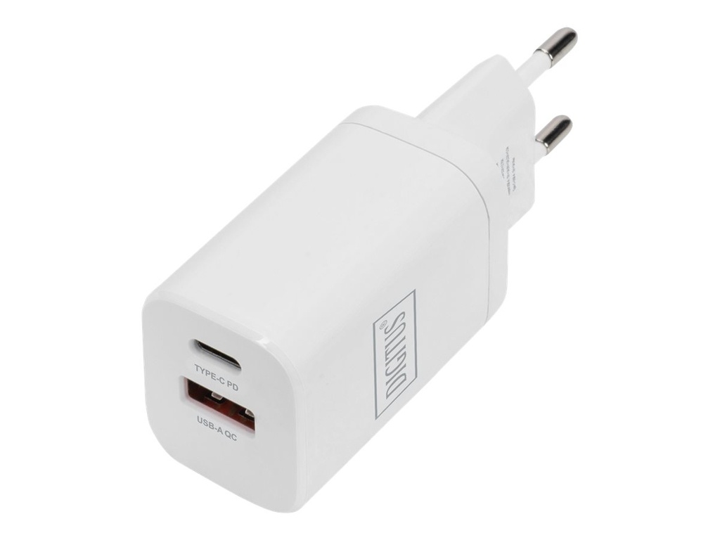 DIGITUS Netzteil - 30 Watt - 3 A - PD 3.0, QC 3.0 - 2 Ausgabeanschlussstellen (USB-C, USB Typ A)