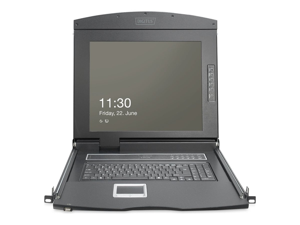DIGITUS KVM-Konsole mit KVM-Switch - 8 Anschlüsse - Französisch - 48.3 cm (19")