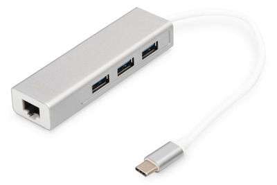 DIGITUS USB Typ C 3-Port Hub + Gigabit Ethernet