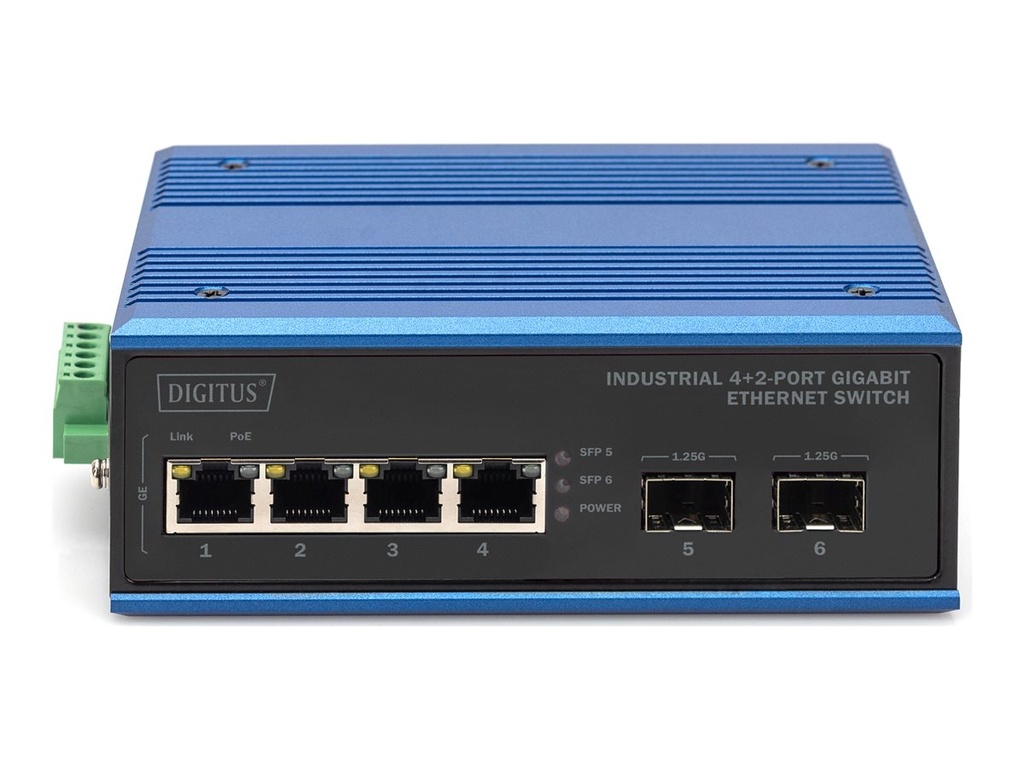 DIGITUS DN-651148 - Switch - industriell - 4 x 10/100/1000Base-TX + 2 x Gigabit SFP